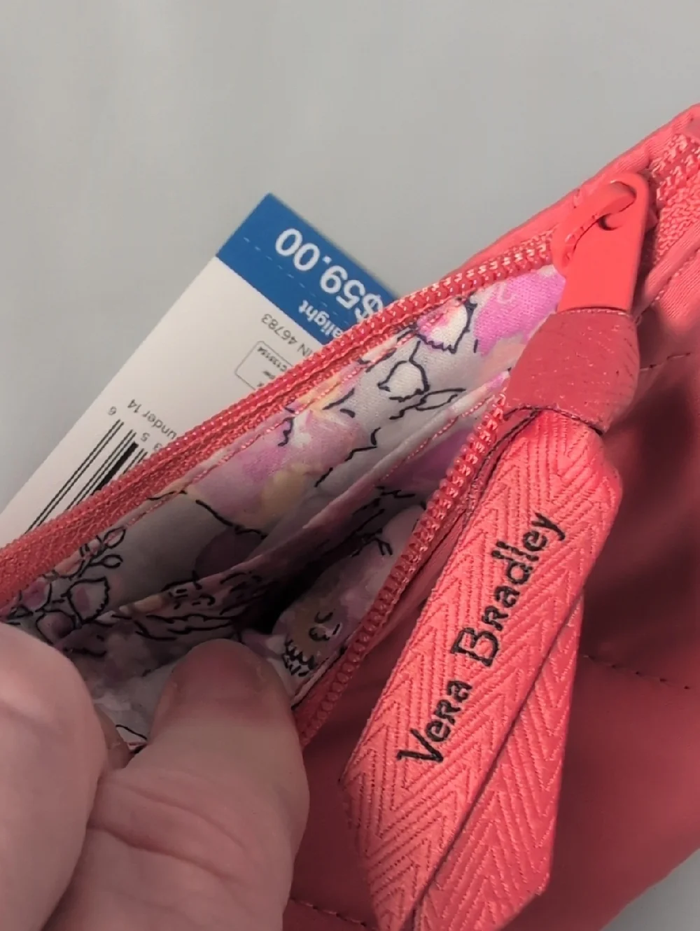 Vera Bradley Ultralight Zip ID & Lanyard in Blush Sienna